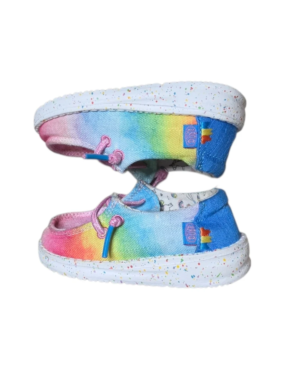 Hey Dude Kids Tie-Dye Canvas Moccasins with Pink Laces